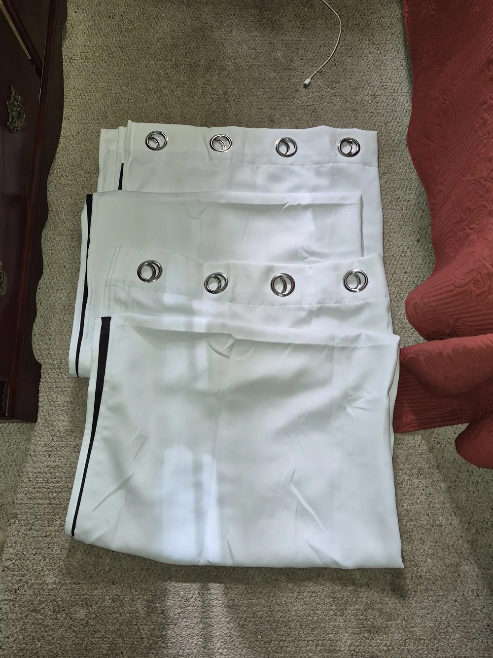 White Black Lined Grommet Curtains - Modern Light-Blocking Panels Energy Saver